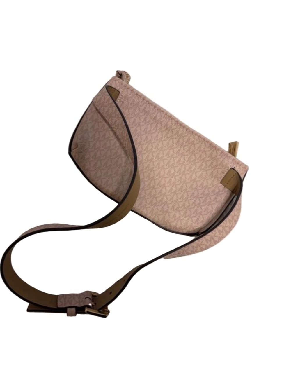 MICHAEL KORS Ballet Pink & Cream Signature Logo Center Stripe Belt Bag -M 29-32” - Picture 6 of 12